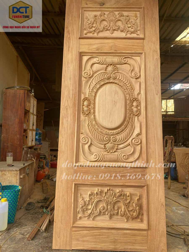Bộ cửa cổ điển gỗ gõ đỏ cao cấp CC58GD